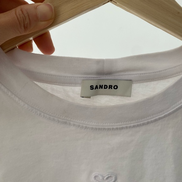 Sandro Paris women white t-shirt size 1 - Picture 4 of 5